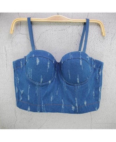 Crop Top Women Tank 2023 Cropped Woman Clothes Sexy Camis Push Up Denim Bra Clothing Backless Bustier Party Club Vest p2459 $...