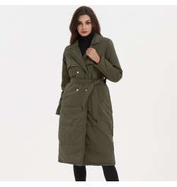 Long Turn Down Collar Parkas Women Fashion Double Breasted Coats Women Elegant Tie Belt Cotton Jackets Female Ladies $55.09 -...