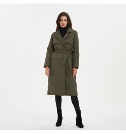 Long Turn Down Collar Parkas Women Fashion Double Breasted Coats Women Elegant Tie Belt Cotton Jackets Female Ladies $55.09 -...