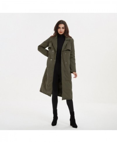 Long Turn Down Collar Parkas Women Fashion Double Breasted Coats Women Elegant Tie Belt Cotton Jackets Female Ladies $55.09 -...