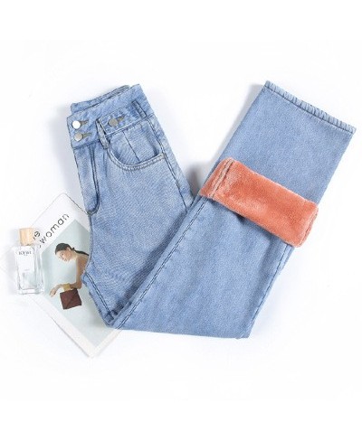 Women's wide leg pants with high waisted Plush jeans Denim Female Winter Jeans Pants Jean Ladies Trousers Casual $52.26 - Jeans