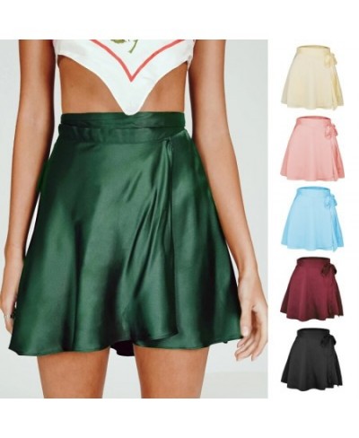 2023 Spring/Summer Solid Color Halfskirt High Waist Fashion One Piece Lace Up Short Skirt Chiffon Satin Wrapped Skirt $32.00 ...