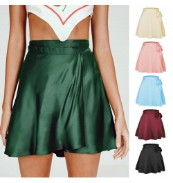 2023 Spring/Summer Solid Color Halfskirt High Waist Fashion One Piece Lace Up Short Skirt Chiffon Satin Wrapped Skirt $32.00 ...