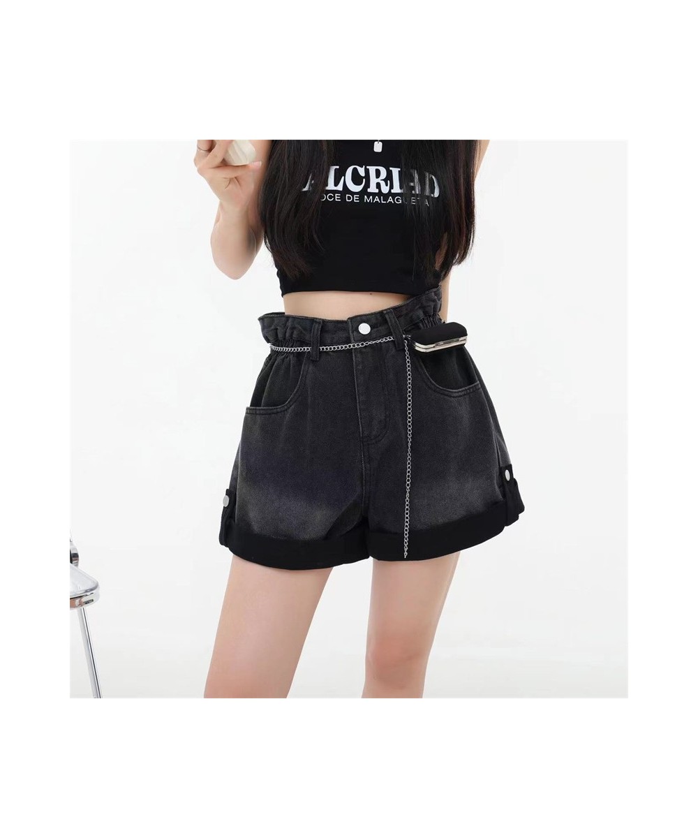 High Waist Edge Curl Blue Denim Super Shorts Women's Summer New American Street Casual Loose A-Line Hot Girl Mini Shorts Fema...