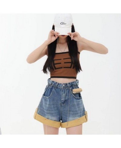 High Waist Edge Curl Blue Denim Super Shorts Women's Summer New American Street Casual Loose A-Line Hot Girl Mini Shorts Fema...