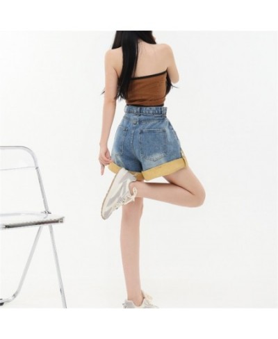 High Waist Edge Curl Blue Denim Super Shorts Women's Summer New American Street Casual Loose A-Line Hot Girl Mini Shorts Fema...