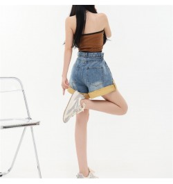 High Waist Edge Curl Blue Denim Super Shorts Women's Summer New American Street Casual Loose A-Line Hot Girl Mini Shorts Fema...