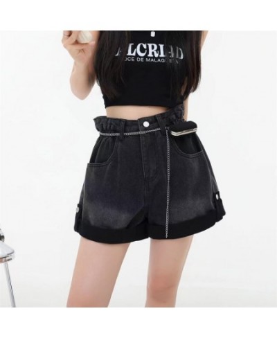 High Waist Edge Curl Blue Denim Super Shorts Women's Summer New American Street Casual Loose A-Line Hot Girl Mini Shorts Fema...