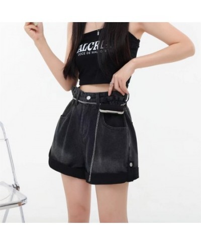 High Waist Edge Curl Blue Denim Super Shorts Women's Summer New American Street Casual Loose A-Line Hot Girl Mini Shorts Fema...