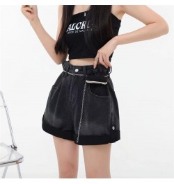 High Waist Edge Curl Blue Denim Super Shorts Women's Summer New American Street Casual Loose A-Line Hot Girl Mini Shorts Fema...