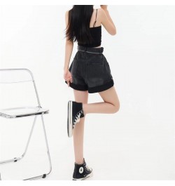 High Waist Edge Curl Blue Denim Super Shorts Women's Summer New American Street Casual Loose A-Line Hot Girl Mini Shorts Fema...