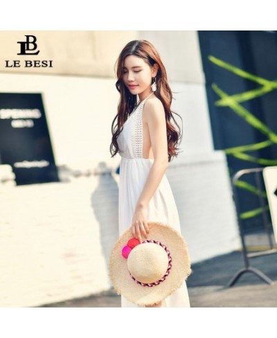 LEBESI 2023 Embroidery Women's Beach Cover-Ups Plus Size White Color Long Dress Swimwear Bikini Cover Up $33.05 - Swimsuit