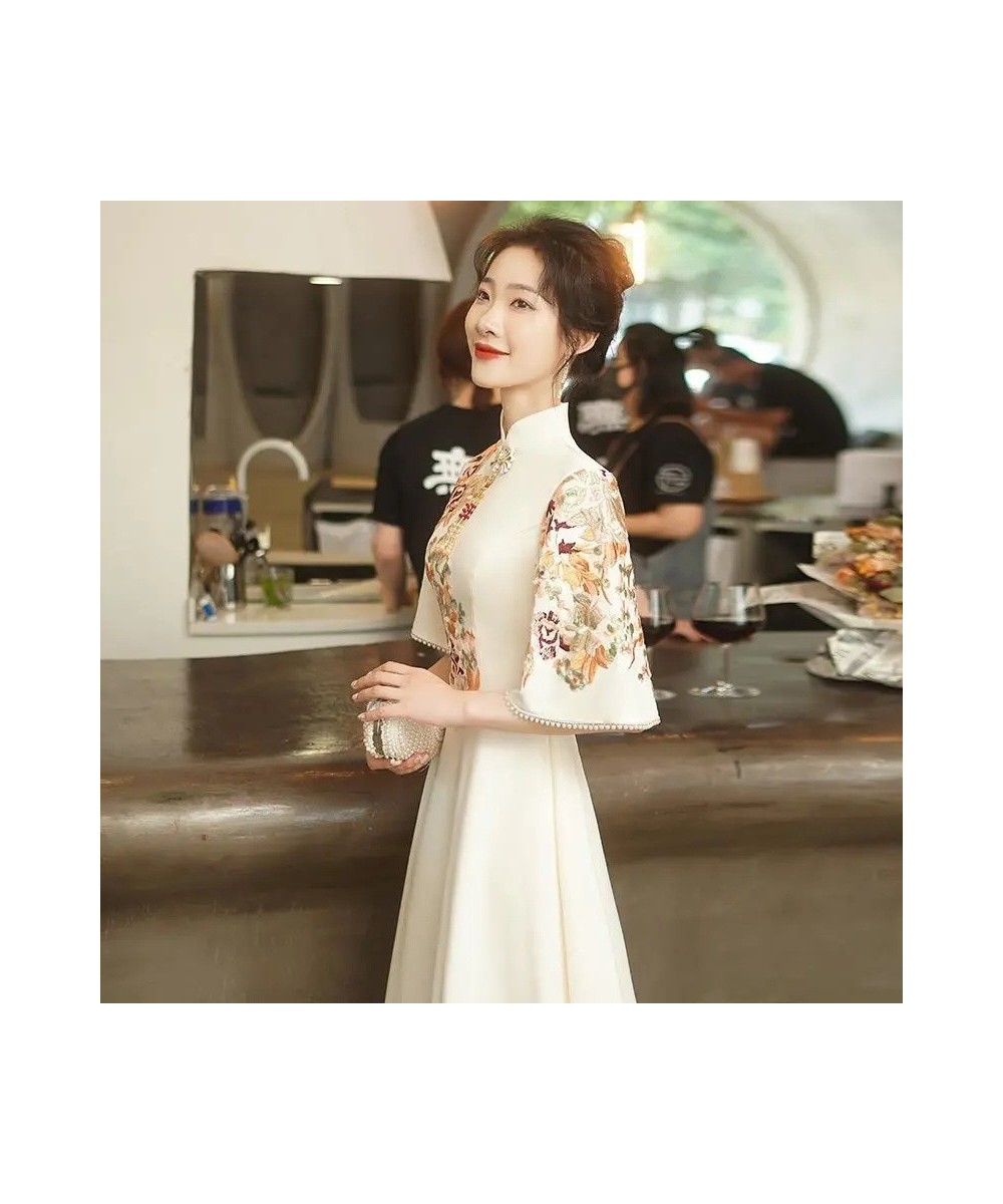 Evening Dress Skirt Female 2022 Meeting Light Luxury Niche High-End Luxury Chinese Cheongsam Can be Worn at Ordinary Times W ...