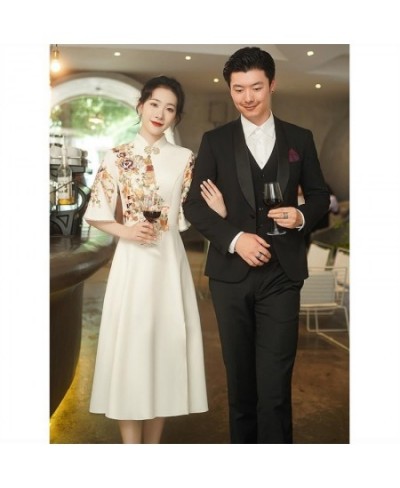 Evening Dress Skirt Female 2022 Meeting Light Luxury Niche High-End Luxury Chinese Cheongsam Can be Worn at Ordinary Times W ...