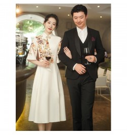 Evening Dress Skirt Female 2022 Meeting Light Luxury Niche High-End Luxury Chinese Cheongsam Can be Worn at Ordinary Times W ...