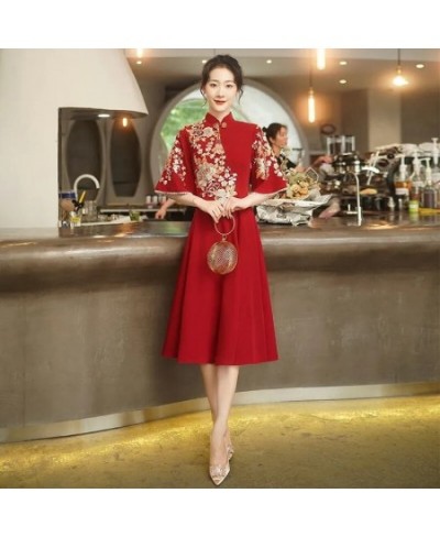 Evening Dress Skirt Female 2022 Meeting Light Luxury Niche High-End Luxury Chinese Cheongsam Can be Worn at Ordinary Times W ...