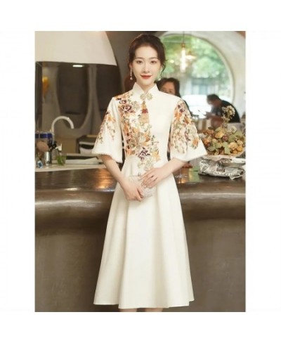 Evening Dress Skirt Female 2022 Meeting Light Luxury Niche High-End Luxury Chinese Cheongsam Can be Worn at Ordinary Times W ...