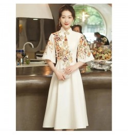 Evening Dress Skirt Female 2022 Meeting Light Luxury Niche High-End Luxury Chinese Cheongsam Can be Worn at Ordinary Times W ...