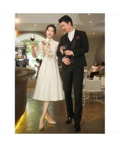 Evening Dress Skirt Female 2022 Meeting Light Luxury Niche High-End Luxury Chinese Cheongsam Can be Worn at Ordinary Times W ...