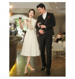 Evening Dress Skirt Female 2022 Meeting Light Luxury Niche High-End Luxury Chinese Cheongsam Can be Worn at Ordinary Times W ...