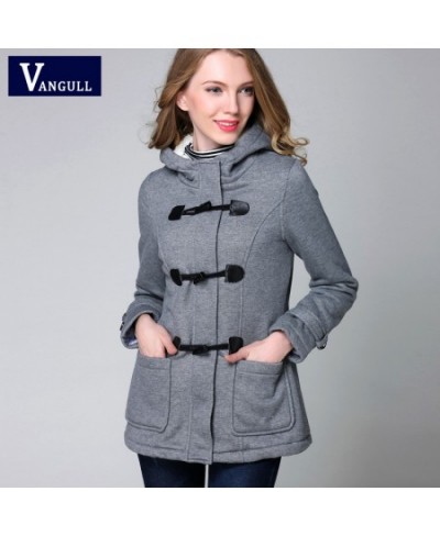 Vangull Fashion New Winter Velvet Lamb Warm Coat Women Long Sleeve Thick Hooded Jacket Female Gray Zipper Horn Button Outerwe...