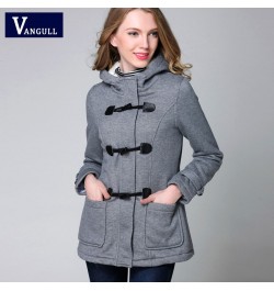 Vangull Fashion New Winter Velvet Lamb Warm Coat Women Long Sleeve Thick Hooded Jacket Female Gray Zipper Horn Button Outerwe...