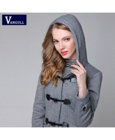 Vangull Fashion New Winter Velvet Lamb Warm Coat Women Long Sleeve Thick Hooded Jacket Female Gray Zipper Horn Button Outerwe...