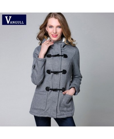 Vangull Fashion New Winter Velvet Lamb Warm Coat Women Long Sleeve Thick Hooded Jacket Female Gray Zipper Horn Button Outerwe...