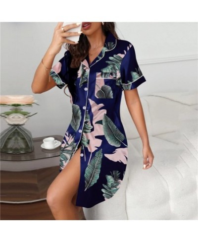 Womens Silk Satin Pajamas Set Women Shirt Skirt Sleepwear Pijama Women's Loungewear Pajamas Suit Female Sleepwear Nightgown $...