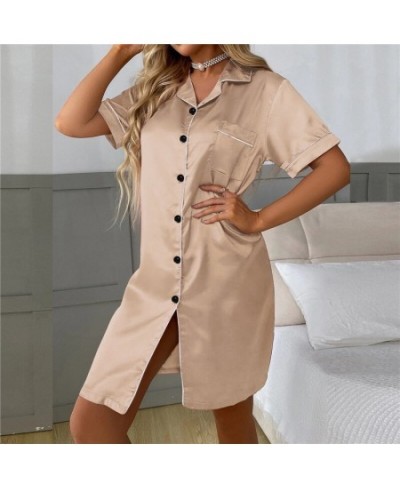 Womens Silk Satin Pajamas Set Women Shirt Skirt Sleepwear Pijama Women's Loungewear Pajamas Suit Female Sleepwear Nightgown $...