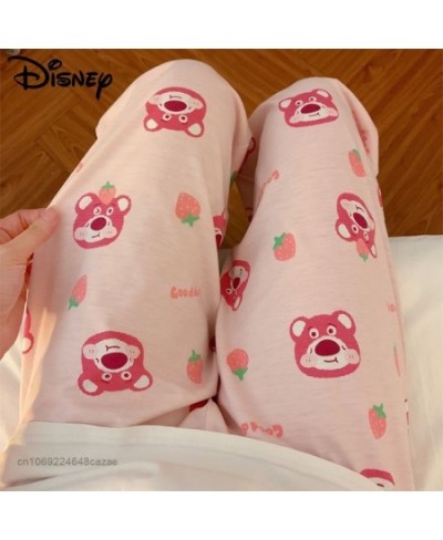 Cartoon Bear Lotso Pink Pajama Pants Women Spring Soft Casual Trousers Y2k Female Korean Trend Sweet Home Pants $29.54 - Bottoms