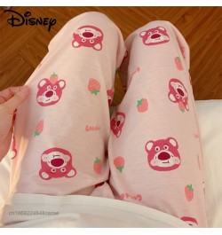 Cartoon Bear Lotso Pink Pajama Pants Women Spring Soft Casual Trousers Y2k Female Korean Trend Sweet Home Pants $29.54 - Bottoms