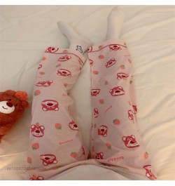 Cartoon Bear Lotso Pink Pajama Pants Women Spring Soft Casual Trousers Y2k Female Korean Trend Sweet Home Pants $29.54 - Bottoms