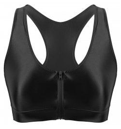 Women Casual Front Zipper Short Tank Top Bralette Stretchy Sleeveless Bra Tops Vest for Lingerie Night Sports Yoga Fitness $2...