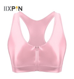 Women Casual Front Zipper Short Tank Top Bralette Stretchy Sleeveless Bra Tops Vest for Lingerie Night Sports Yoga Fitness $2...