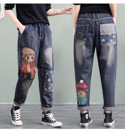 High Quality Women M-XL Retro Patch Embroidered Print Loose Jeans High Waist Cartoon Cute Oversize Harem Pants Cool $87.63 - ...