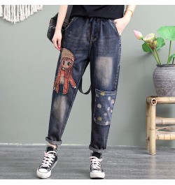 High Quality Women M-XL Retro Patch Embroidered Print Loose Jeans High Waist Cartoon Cute Oversize Harem Pants Cool $87.63 - ...