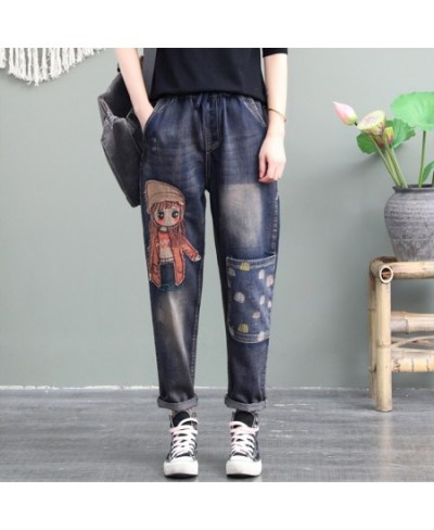 High Quality Women M-XL Retro Patch Embroidered Print Loose Jeans High Waist Cartoon Cute Oversize Harem Pants Cool $87.63 - ...