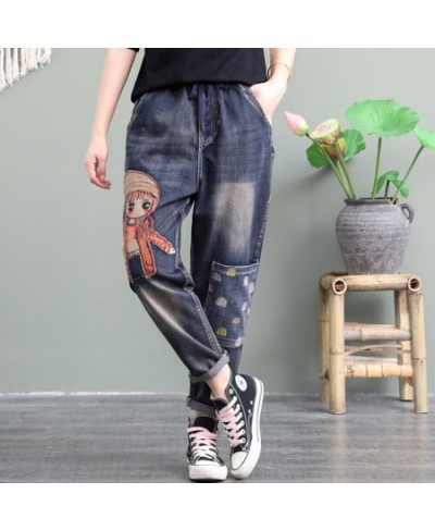 High Quality Women M-XL Retro Patch Embroidered Print Loose Jeans High Waist Cartoon Cute Oversize Harem Pants Cool $87.63 - ...