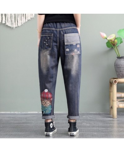 High Quality Women M-XL Retro Patch Embroidered Print Loose Jeans High Waist Cartoon Cute Oversize Harem Pants Cool $87.63 - ...