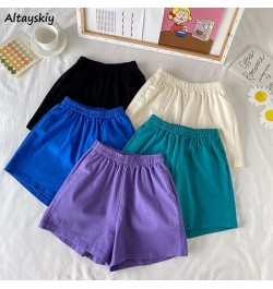 Shorts Women Summer High Elastic Waist Lovely Girls Korean Style Students Streetwear All-match Pure Simple Leisure Lady Basic...