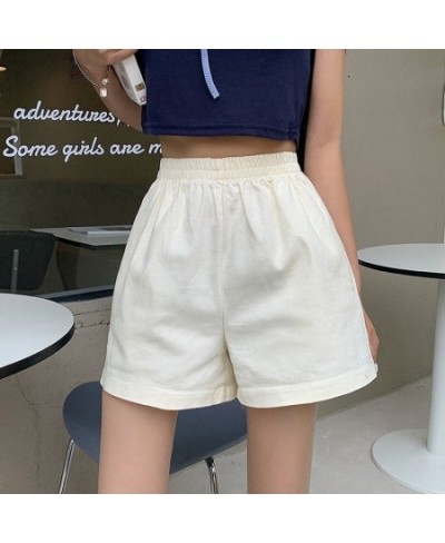 Shorts Women Summer High Elastic Waist Lovely Girls Korean Style Students Streetwear All-match Pure Simple Leisure Lady Basic...