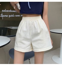 Shorts Women Summer High Elastic Waist Lovely Girls Korean Style Students Streetwear All-match Pure Simple Leisure Lady Basic...