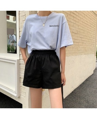 Shorts Women Summer High Elastic Waist Lovely Girls Korean Style Students Streetwear All-match Pure Simple Leisure Lady Basic...