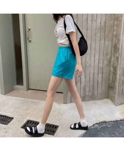 Shorts Women Summer High Elastic Waist Lovely Girls Korean Style Students Streetwear All-match Pure Simple Leisure Lady Basic...