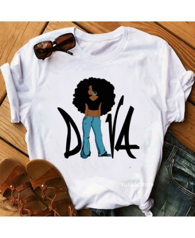 Flower curly puff hair african black girl print tee shirt femme magic melanin poppin shirt black live matter t shirt women to...