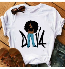 Flower curly puff hair african black girl print tee shirt femme magic melanin poppin shirt black live matter t shirt women to...