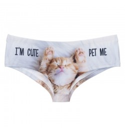 Super Soft Women 3D Panties Underwear CAT Meow Kitty Funny Print Kawaii Push Up Briefs Lingerie Thong for Female $14.45 - Und...