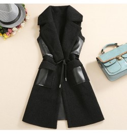 Winter Black Leather Vest Faux Fur Jacket Sleeveless women Warmer Long Style Waistcoat with Fur Pockets $78.90 - Jackets & Coats