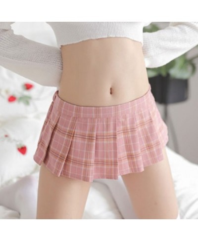 Japanese Style Women Sexy Schoolgirl Cosplay Cheerleader Plaid Nightclub Party Super Mini Pleated Cute Ladies Short Mini Skir...